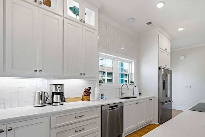 Kitchen cabinetry and refrigerator